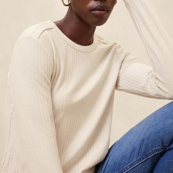 Banana Republic Oatmeal Heather Drop Needle Top/NWT/XL - Picture 4 of 12